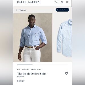 Iconic Oxford Ralph Lauren Men's Light Blue Button Down Shirt